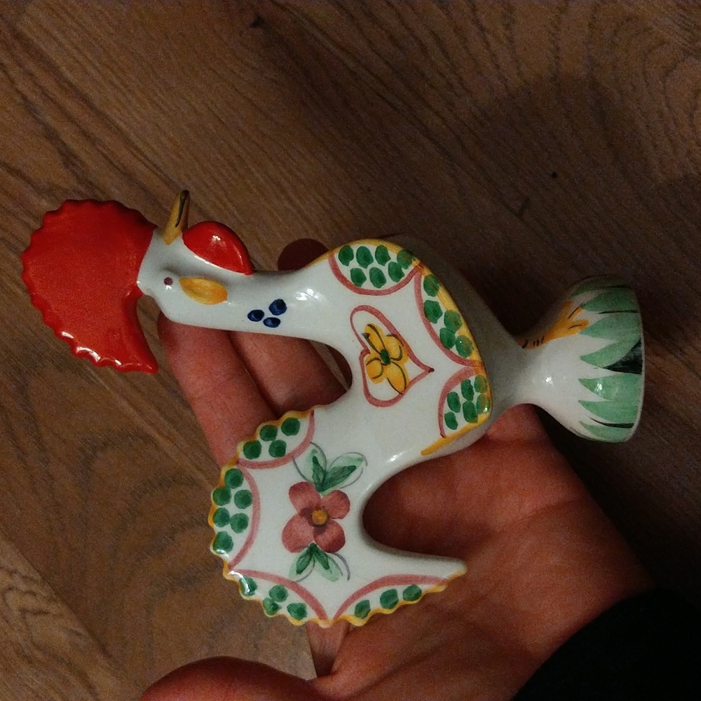 Small Hand Painted Rooster Portugal Tierra Fina French Country